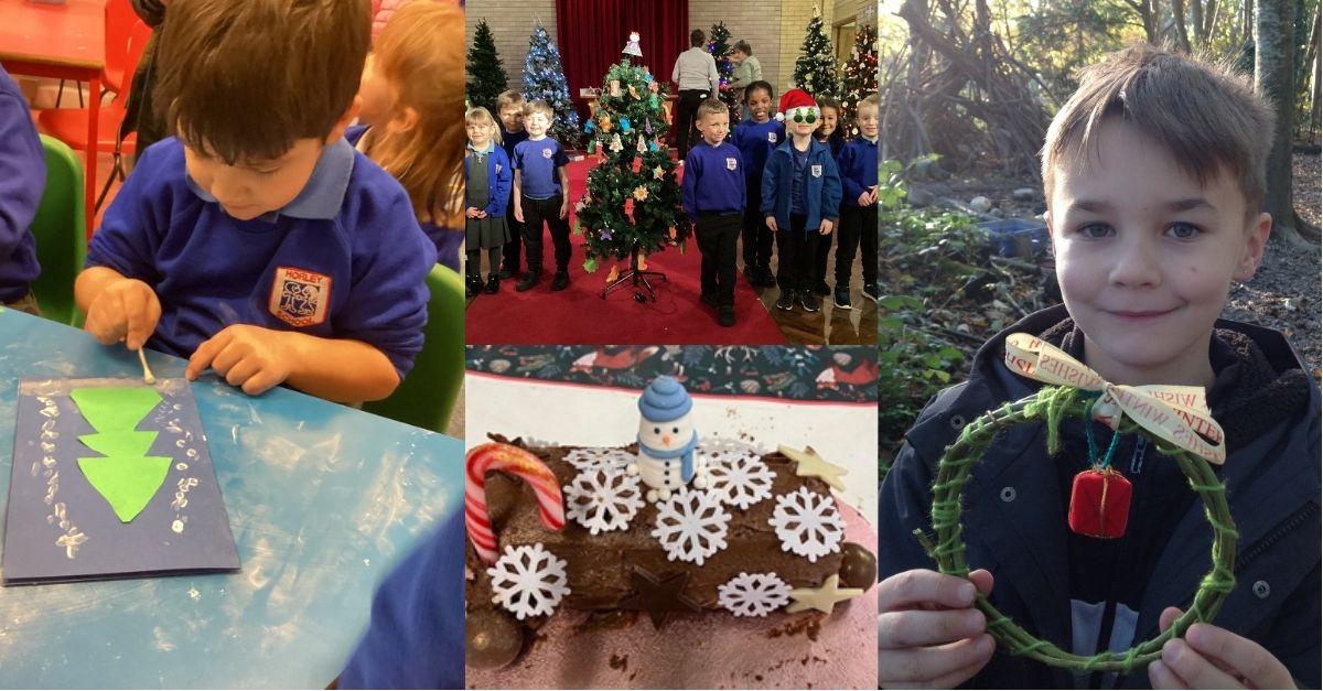 Photo collection of Greensand pupils taking part in Christmas craft activities