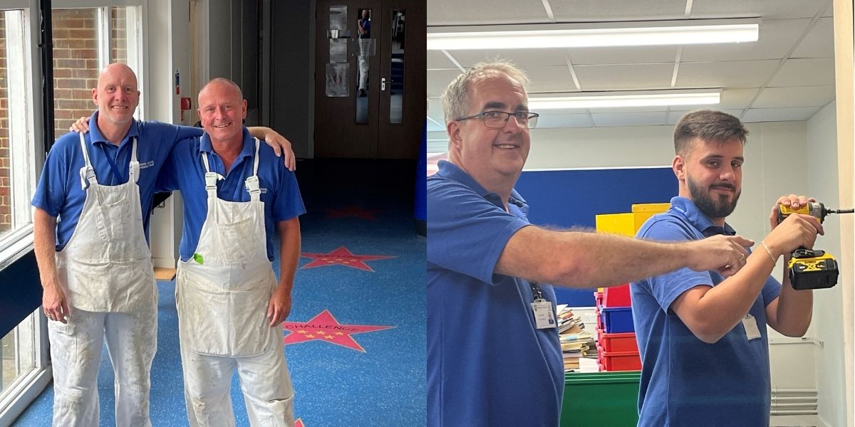 Photo of a selection of Greensand Estates Team carrying out work at Reigate School during the summer break