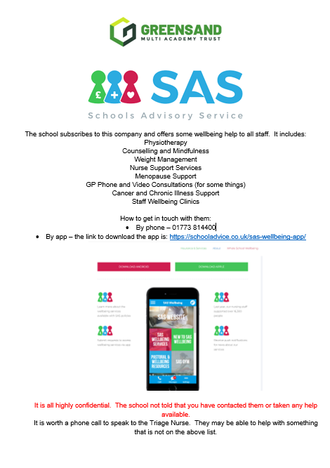 Schools Advisory Service poster outlining the service & how to contact them