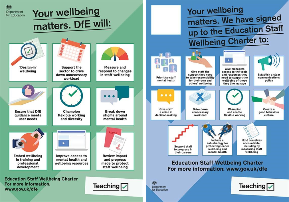 DfE posters on education staff wellbeing